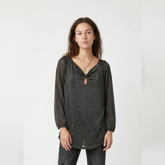 Unbranded Tops - Unbranded Blouse Goth Whimsigoth Fairy Gray Glitter Sheer XL